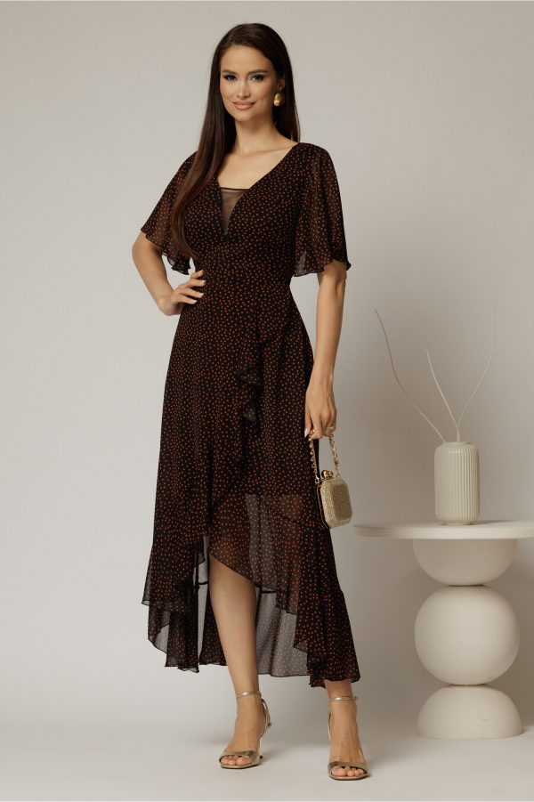 rochie-neagra-lunga-din-voal-cu-buline-corai-in-clos-cu-volan-si-crapatura-pe-fusta-1465768-1152112-4.jpeg Rochie neagra lunga din voal cu buline corai in clos cu volan si crapatura pe fusta