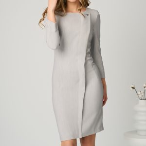 rochie-office-din-stofa-gri-cu-accesoriu-discret-1358696-1098572-4.jpeg Rochie office din stofa gri cu accesoriu discret