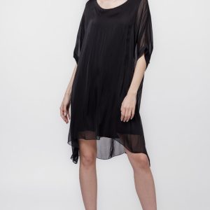 rochie-scurta-din-matase-naturala-verde-cu-flori-de-cires-copie-042612.jpg Rochie midi, dreapta, din matase si vascoza, cu funda pe spate, neagra