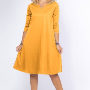 rochie-uni-fucsia-a-line-midi-cu-decolteu-traditional-copie-566638.jpg Rochie uni galbena A line midi, cu decolteu traditional