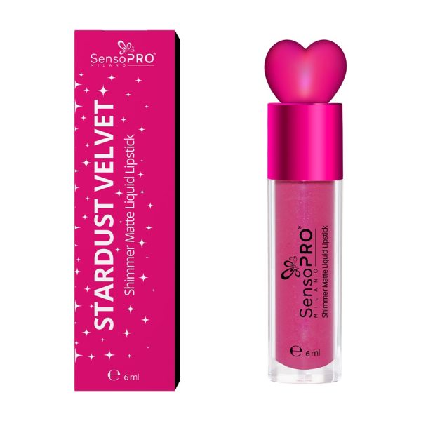 Ruj Lichid Mat cu Sclipici Stardust Velvet - SensoPRO Milano, Astral Rose
