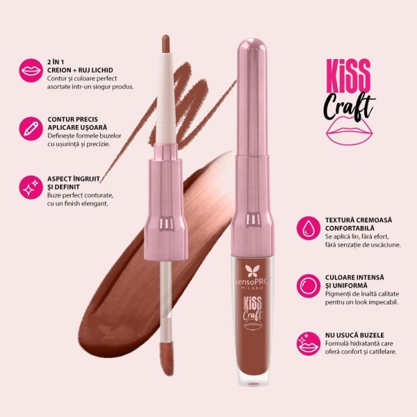 ruj-lichid-si-creion-de-buze-2in1-kiss-craft-sensopro-milano-terra100324209.jpg Ruj lichid si creion de buze 2in1 Kiss Craft SensoPRO Milano, Terra