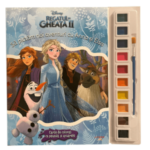 Disney. Regatul de gheață II. Să pictăm noi aventuri cu Anna și Elsa. Carte de colorat cu pensulă și acuarele