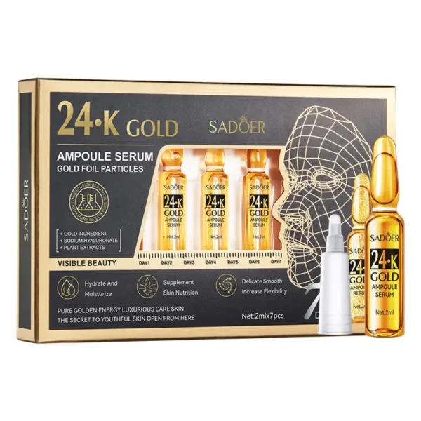 Sadoer Ser facial tip fiola cu particule de aur 24K 2 ml x 7 buc