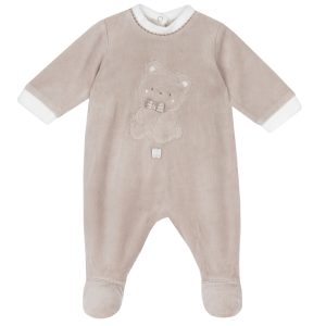 Salopeta bebelusi Chicco din velur, Bej cu model, 00370-69MFCI