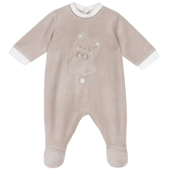 Salopeta bebelusi Chicco din velur, Bej cu model, 00370-69MFCI
