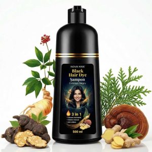 Sampon 3 in 1 pentru Vopsirea Parului Negru, Acoperirea Parului Alb, Regenerare cu Ghimbir, 500 ml