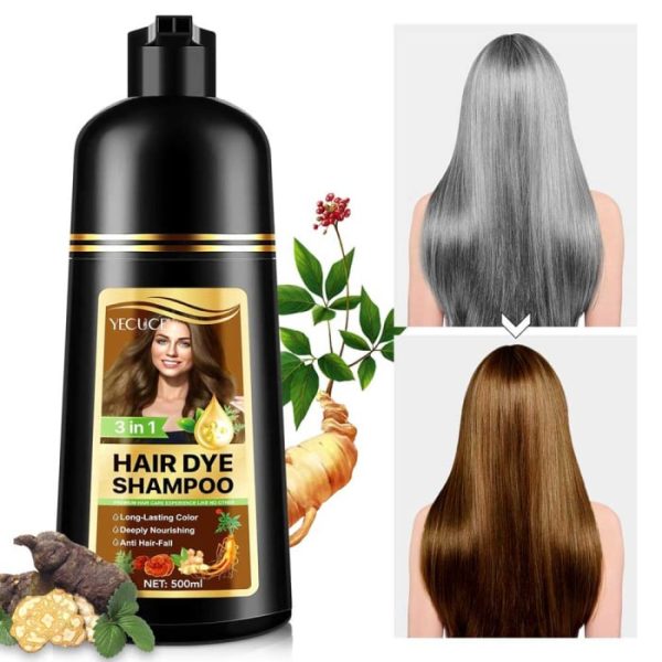 Sampon Colorant Maro, Acoperire Fire Albe si Regenerare 3 in 1,  2 Brown, 500 ml
