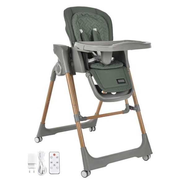 Scaun de masa 2 in 1, Bebe Stars, Serenna, Poate fi utilizat ca si leagan pentru copii, Cu telecomanda, Conform cu EN12790-1,2:2023, EN71-3:2019+A1:2021, EN14988:2017+A2:2024, Green