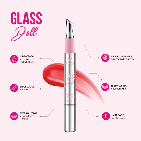 Ser stralucitor buze Glass Doll SensoPRO Milano, Peach Charm