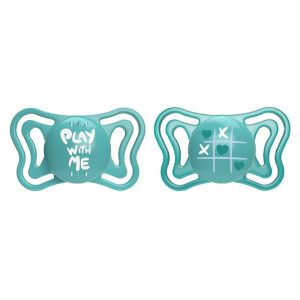 Set 2 suzete bebelusi, Chicco, Physio Forma, Silicon moale, Suprafata Soft Sense, Fosforescente, 16-36 luni, Albastru