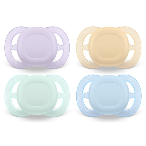 Set 2 suzete bebelusi, Philips Avent, Ultra Start, Ortodontice, Silicon moale, Fara BPA, 80% materiale de origine vegetala, 0-6 luni, multicolor uni