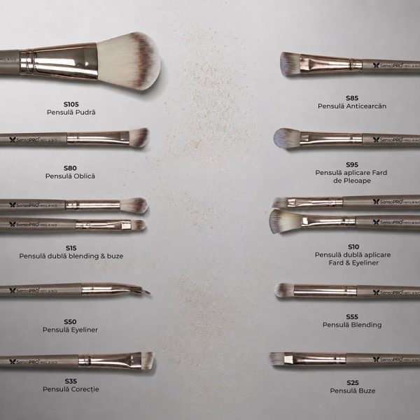 Set 20 pensule machiaj SensoPRO Milano, Nude + Borseta Cadou