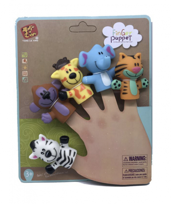 Set 5 figurine Mascote pentru degete, Finger Puppet Animale Salbatice
