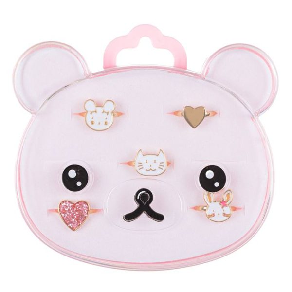 Set 5 inele pentru fetite si cutie depozitare ursulet