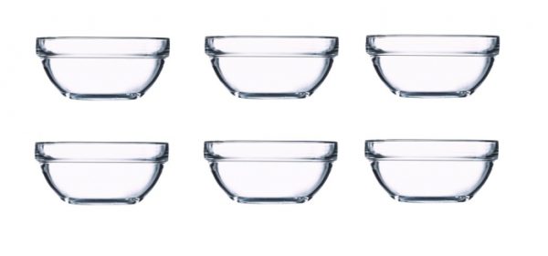 Set 6 boluri pentru servire, Sticla, Transparent,14 cm, 620 ml