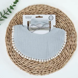 set-bavetica-cu-fundita-pentru-copii-din-bumbac-albastru-119519.webp Set Bavetica cu Fundita pentru Copii din Bumbac - Albastru