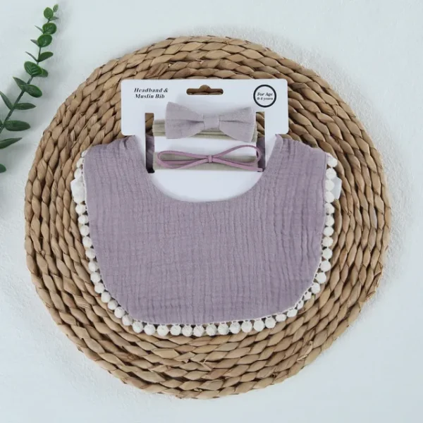 set-bavetica-cu-fundita-pentru-copii-din-bumbac-mov-661828.webp Set Bavetica cu Fundita pentru Copii din Bumbac - Mov