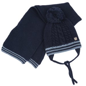 Set caciula si fular pentru bebe, Chicco, Albastru inchis, 00514-69MFCO