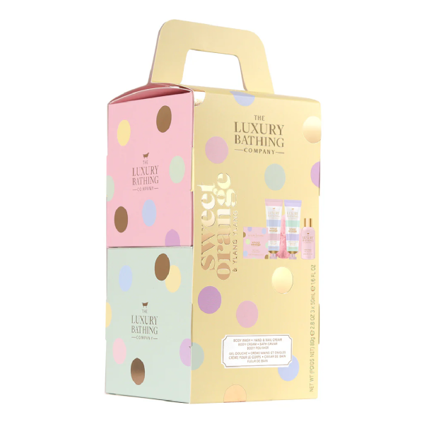 set-cadou-ultimate-stacking-treats-sweet-orange.png Set Cadou Ultimate Stacking Treats, Sweet Orange & Ylang Ylang, 5 articole, The Luxury Bathing Company