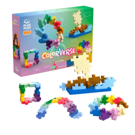 Set constructie Plus-Plus, 60 piese mari multicolore, Invata sa construiesti
