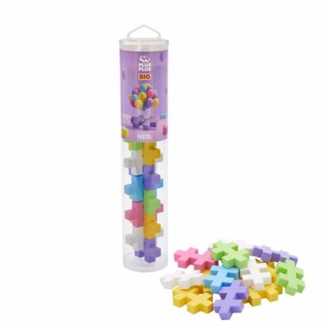 Set constructie Plus-Plus, tub 15 piese mari, culori pastelate