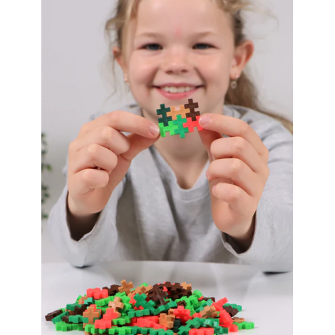 Set constructie Plus-Plus, tub 240 piese, Jungle Mix, culorile junglei