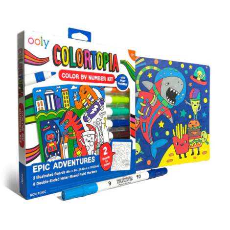 Set creativ de pictura dupa numere cu markere- Aventuri Epice (Set de 8)
