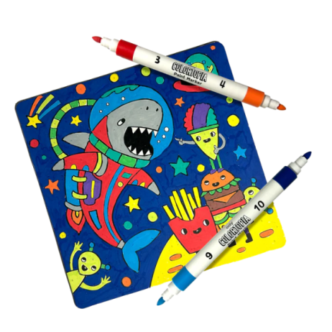Set creativ de pictura dupa numere cu markere- Aventuri Epice (Set de 8)
