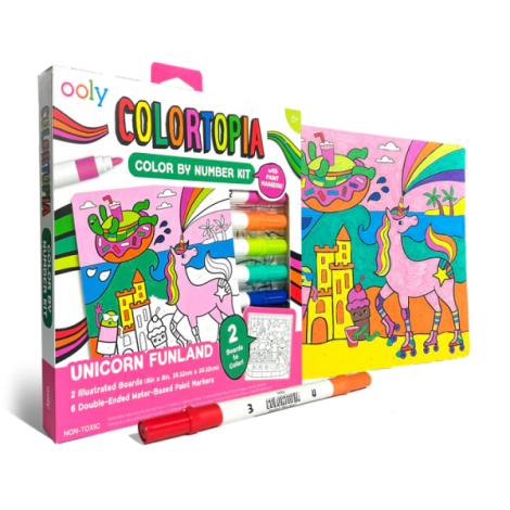 Set creativ de pictura dupa numere cu markere- Taramul Unicornilor (Set de 8)