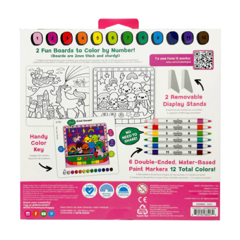 Set creativ de pictura dupa numere cu markere- Taramul Unicornilor (Set de 8)