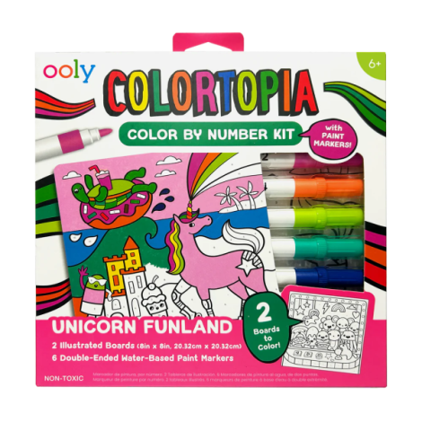 Set creativ de pictura dupa numere cu markere- Taramul Unicornilor (Set de 8)