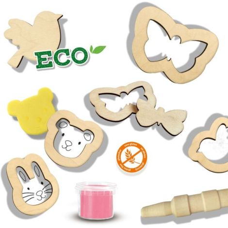 Set creativ - Plastilina eco cu unelte de lemn