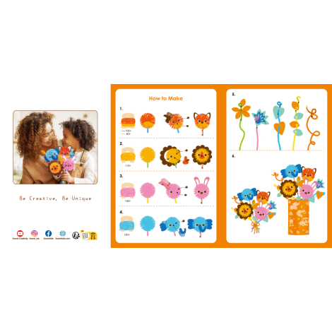 Set creativ Pom Pom - buchet animalute