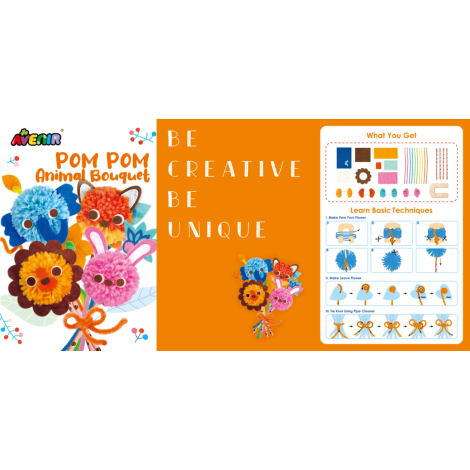 Set creativ Pom Pom - buchet animalute