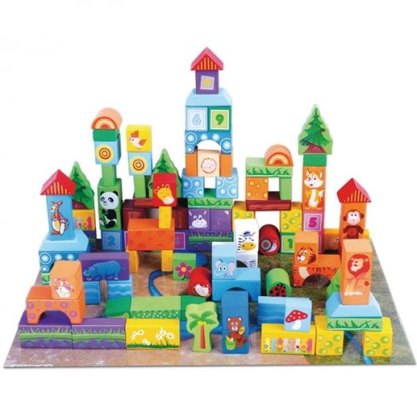 set-de-constructie-100-cuburi-din-lemn-animale-salbatice-3290-566178.jpg Set de constructie 100 Cuburi din lemn - Animale Salbatice