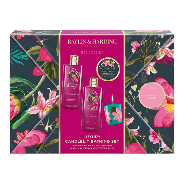 Set de ingrijire Boudoir Tropical Paradise Candlelit Gift, 4 piese, Baylis & Harding