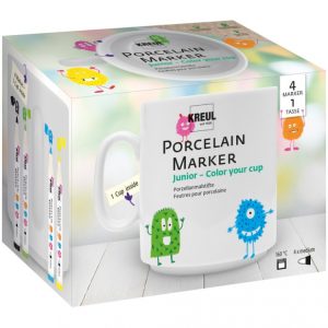 Set pictat deco portelan pentru copii Junior Kreul, 4 markere + cana,+6 ani