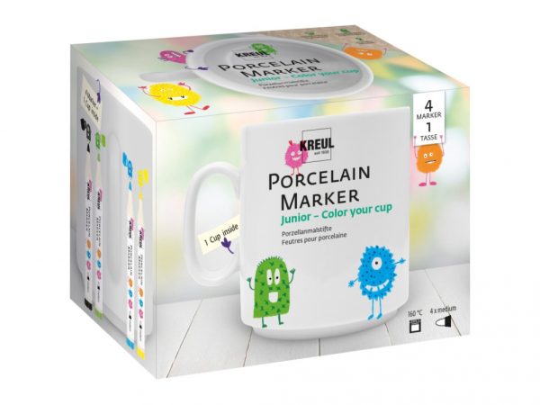 Set pictat deco portelan pentru copii Junior Kreul, 4 markere + cana,+6 ani