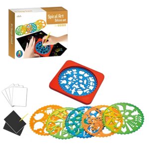 Set Creativ Deluxe Spiral Art Spirograph cu 6 Sabloane si Planse de Razuit