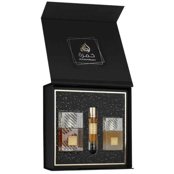 Set Lattafa KHAMRAH 100ml + Deodorant Spray 200 ml + Hair Mist 50 ml