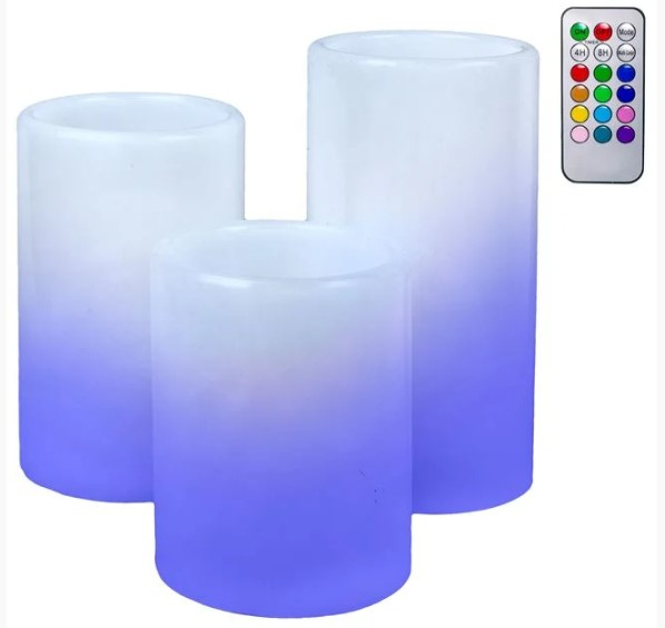 Set lumanari decorative LED cu 12 culori diferite, 3 buc AMA