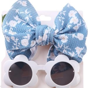 Set Ochelari de Soare pentru Fetite - Imprimeu Floricele Albastre