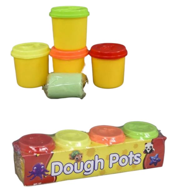Set Plastilina Colorata cu Stampile 4 Borcane 480g