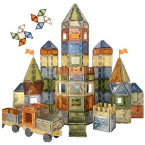 Set STEM 100 Piese Magnetice Transparente de Construit ,   Magnetic Tiles