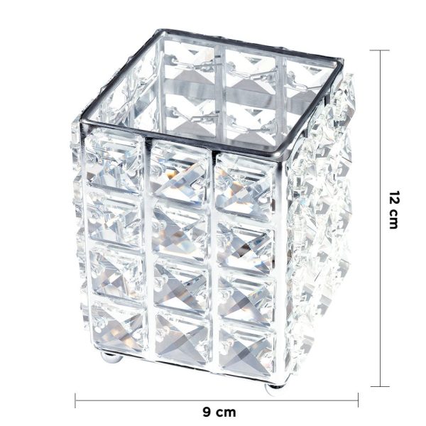 Suport Pensule Machiaj Crystal Star Silver, LUXORISE