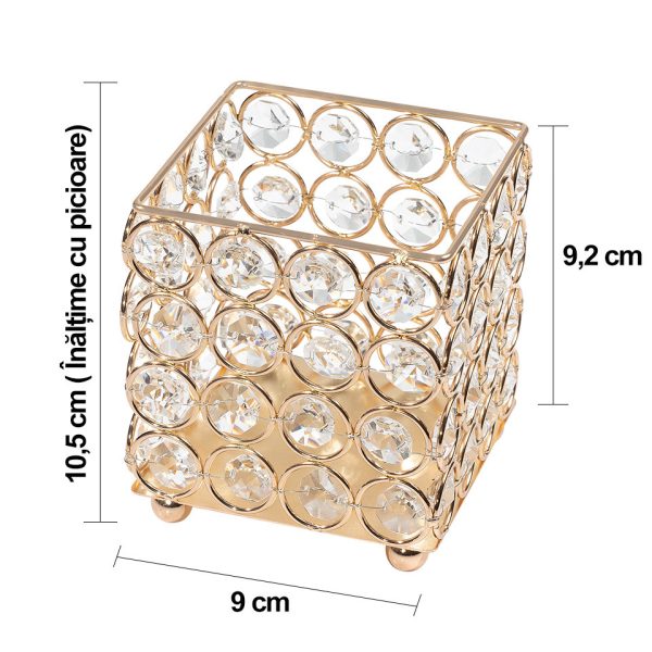 Suport Pensule Machiaj Diamond Crystal LUXORISE, Gold