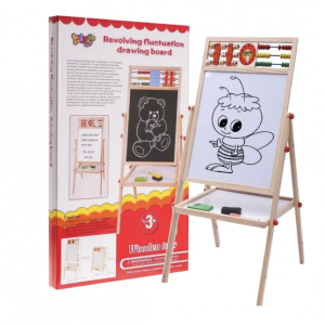 Tabla cu inaltime reglabila 62-100 cm, magnetica, cu doua fete, cu abac, din lemn