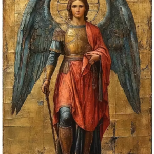 Tablou GM10011 Arhanghelul Mihail, Pictura cu Diamante, Goblen cu pietre 5D, cu rama de lemn, 40 x 50 cm