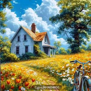 Tablou PM10027, Peisaj rural, Picteaza dupa numere, cu rama de lemn, 40x50 cm